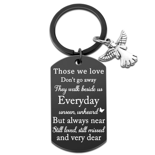 Igcamellia Memorial Gifts Keychain Sympathy Gift Loss of Mother Father Sister Brother Friend Memorial Jewelry for Men and Women Angel Keyring Those We Love don’t go away Memorial Ornaments for Loss of Loved One