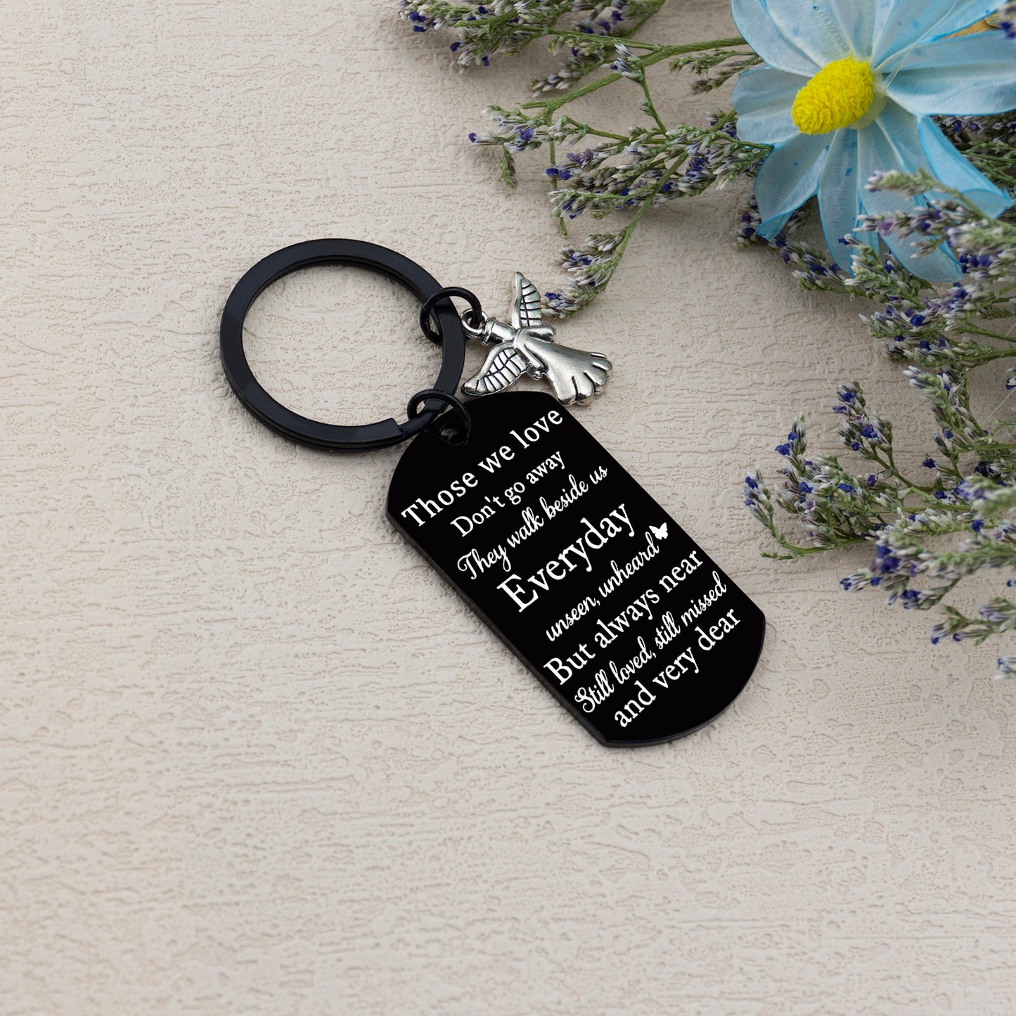 Igcamellia Memorial Gifts Keychain Sympathy Gift Loss of Mother Father Sister Brother Friend Memorial Jewelry for Men and Women Angel Keyring Those We Love don’t go away Memorial Ornaments for Loss of Loved One