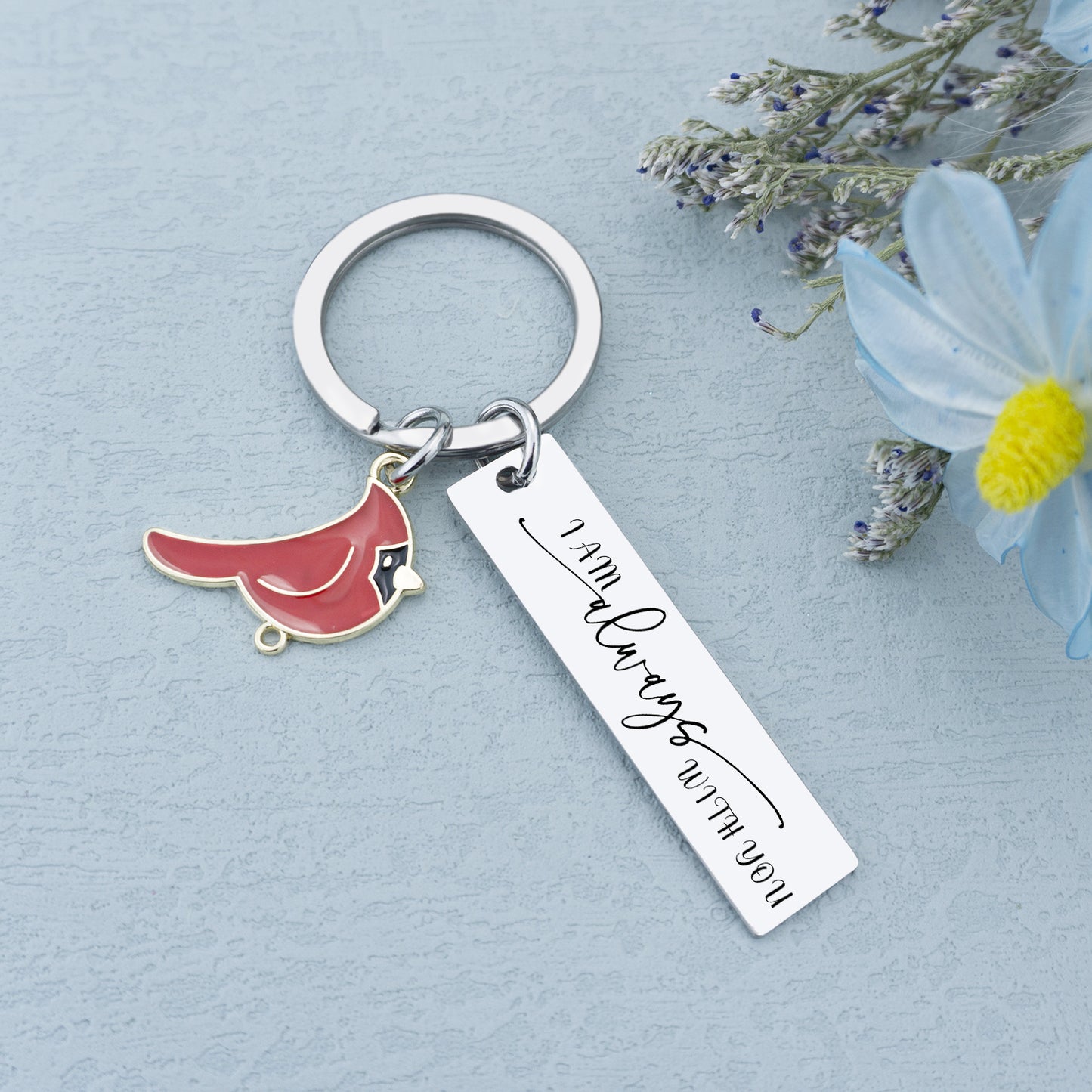 igvean camellia Cardinal Gifts Keychain Sympathy Gift Memorial Gifts Loss of Mother Father Lover Friend Religious Gifts for women Jewelry Remembrance Grief Present I am Always with You Red Cardinal Keyring