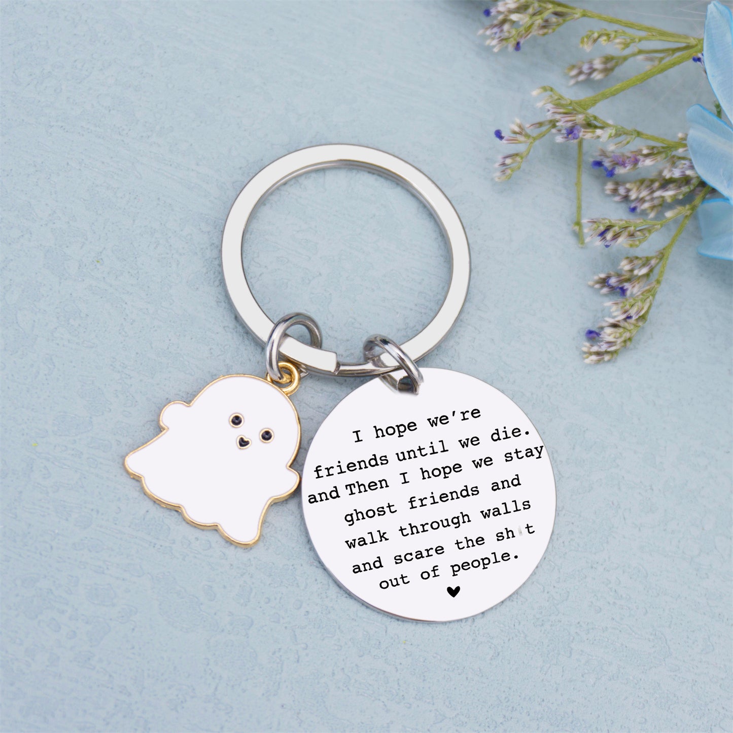 igvean Friend Gifts for Women Keychain Inspirational Gifts for Women Best Friend long distance relationship gifts Unique Graduation Birthday Present Ghost keyring for Sisters Brothers Classmate Colleagues